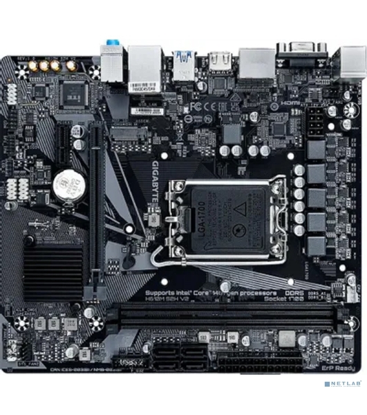 Материнская плата Gigabyte H610M S2H V2, LGA 1700, Intel H610, 2xDDR5, 4xSATA, 1xM.2, 1xPCIe 4.0 x16, 1xPCIe x1, 1xHDMI, 2xDP, 1xD-Sub, 1x 1Gb LAN, 2xUSB-A 3.2 Gen 1, 4xUSB-A 2.0, 3x 3.5 мм, 7.1, mATX