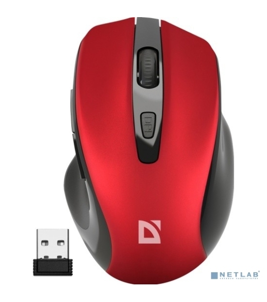 Мышь беспроводная Defender Prime MB-053 красный, 1600 dpi, радиоканал, USB, кнопки - 6
