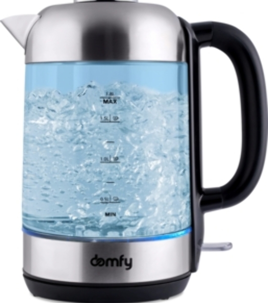 Чайник электрический Domfy DSM-EK401 1.8л. 2200Вт черный/прозрачный (корпус: стекло)