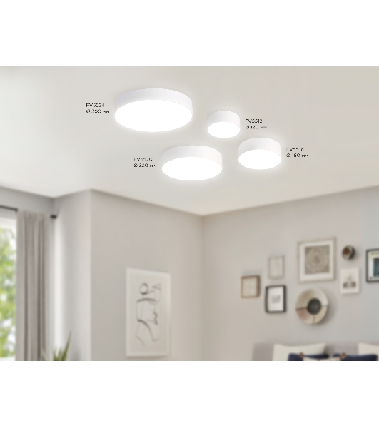 Потолочный светодиодный светильник Ambrella light FV5516 WH белый LED 18W 4200K D160*58 (Без ПДУ)