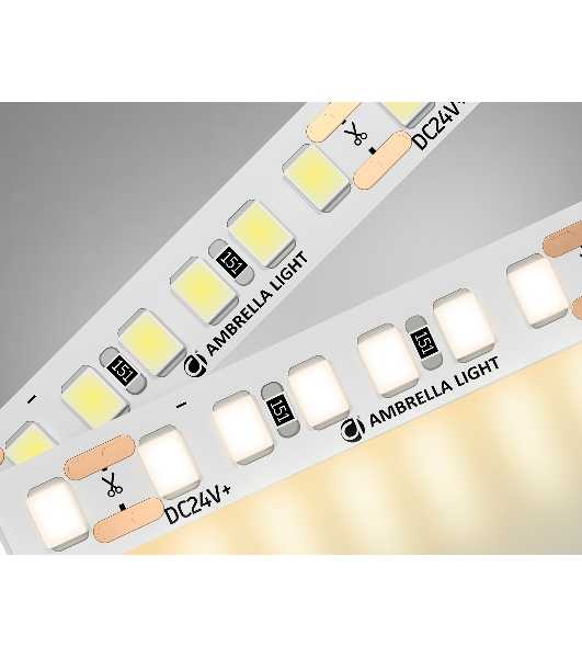 Светодиодная лента Ambrella light GS3201 2835 180Led/ 14.4W m/ 24V IP20 3000K/ 5000*8*1.2mm (2 конт.)