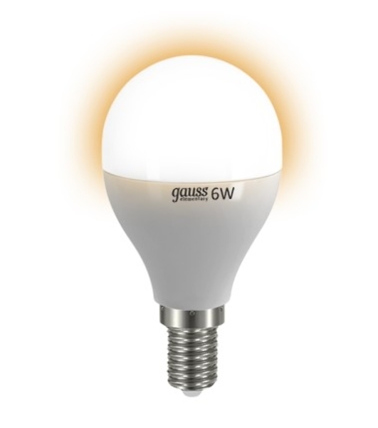 Лампа cветодиодная Gauss LED Elementary Globe 6W E14 2700Kарт.LD53116