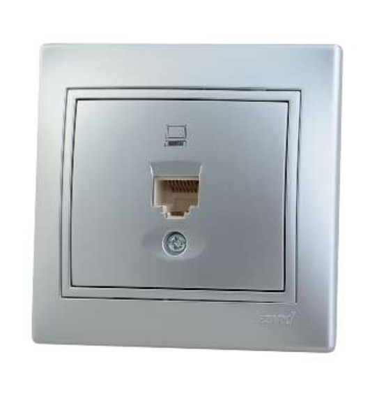 Розетка компьютерная 1-м СП Мира RJ45 метал. сер. Lezard 701-1010-139