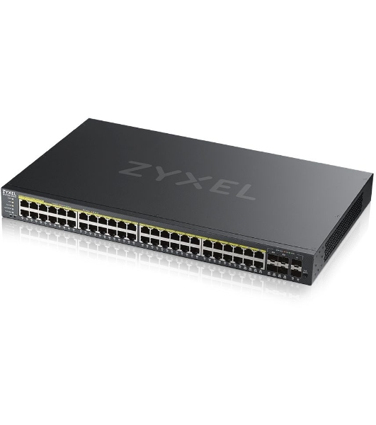 Коммутатор гибридный L2 PoE+ Zyxel NebulaFlex Pro GS2220-50HP, rack 19', 44xGE PoE+, 4xCombo (SFP/RJ-45 PoE+), 2xSFP, бюджет PoE 375 Вт, автономное/облачное управление