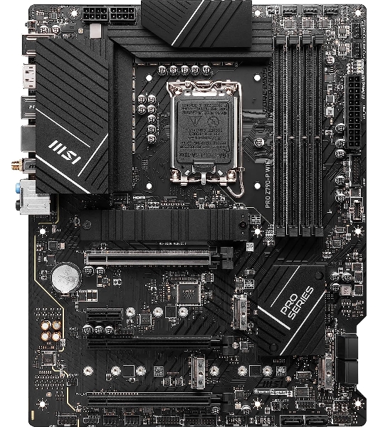 Материнская плата MSI PRO Z790-P WIFI, LGA 1700, Intel Z790, 4xDDR5, 6xSATA, 4xM.2, 1xPCIe 5.0 x16, 1xPCIe 4.0 x16, 1xPCIe 3.0 x16, 1xPCIe x1, 1xHDMI, 1xDP, 1x2.5Gb LAN, 4xUSB-A 2.0, 2xUSB-A 3.2 Gen 1, 1xUSB-A 3.2 Gen 2, 1xUSB-C 3.2 Gen 2x2, 6x3.5мм, 7.1, ATX