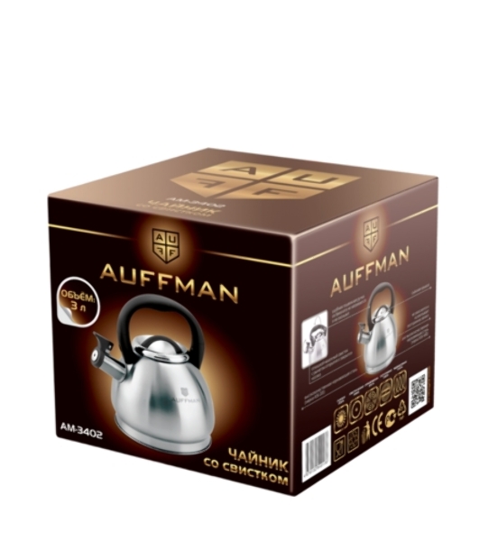 Чайник для плиты AUFFMAN AM-3402 из нержавеющей стали со свистком 3 л
