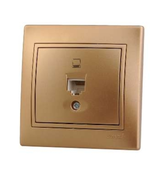 Розетка компьютерная 1-м СП Мира RJ45 метал. зол. Lezard 701-1313-139