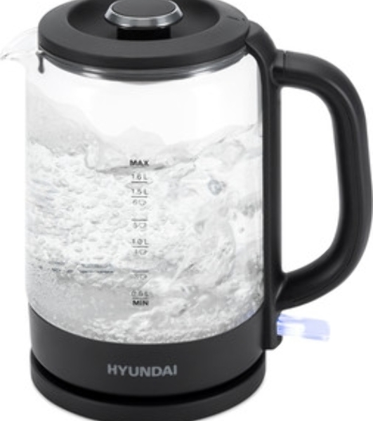 Чайник электрический Hyundai HYK-G4402 1.7 л, 2200 Вт, черный/серебристый корпус: стекло