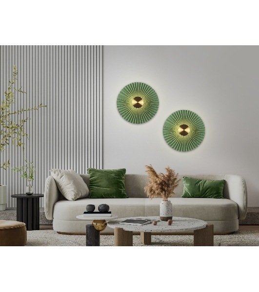 Настенный светильник Ambrella light LH72649 BK/GR латунь/зеленый 6W 3000K D300*100