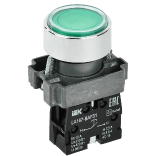 Кнопка IEK LA167-BAF31 d=22мм 1з зеленая