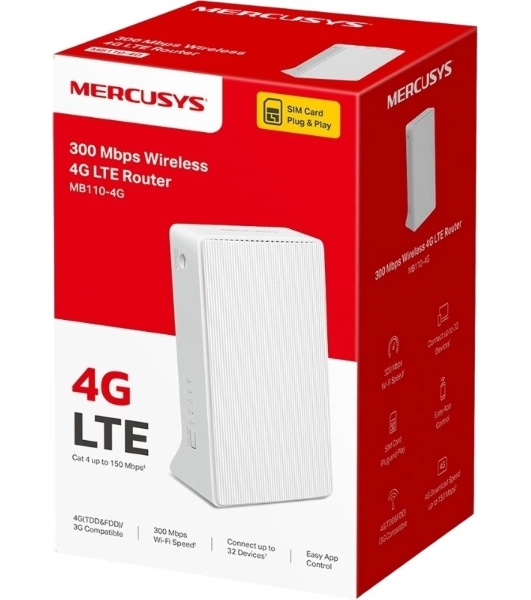 Роутер Wi-Fi Mercusys MB110-4G N300 с поддержкой 4G LTE