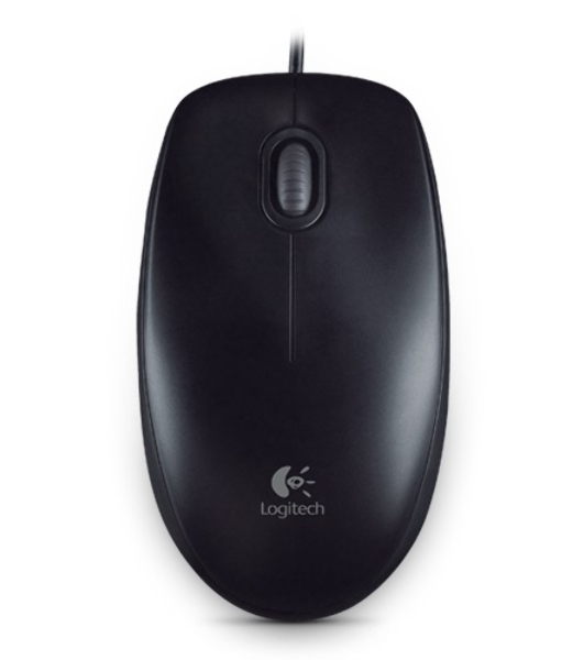 Мышь проводная Logitech B100 черный, 1000 dpi, USB, кнопки - 3