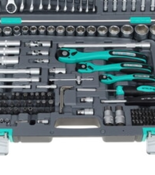 Набор инструментов STELS 141151/4'' 3/8'' 1/2'' cr-v s2 усиленный кейс 216 предм.