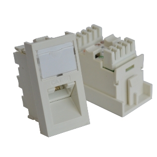 Вставка RJ-45 UTP Cat.5E, 22.5x45 мм угловая, с маркировкой, белая