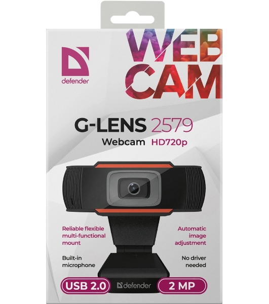 Веб-камера G-lens 2579 HD720p 1280x720, 30 кадр/с, USB Type-A, микрофон, автоосвещение, универсальное крепление