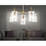Люстра Ambrella light LH56031/5+1 BS/CL латунь/прозрачный E14*6 max 40W D680*1200, фото 1