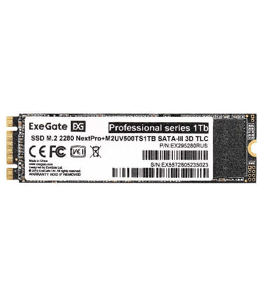 Накопитель SSD ExeGate, 1Tb, M.2 2280, SATA, R/W 551/480