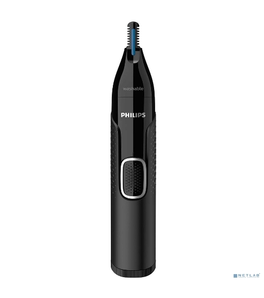 Триммер Philips для носа и ушей, черный, корпус - пластик, 3 насадки-гребня, насадка - триммер, щеточка для очистки, мягкий чехол, батарейка