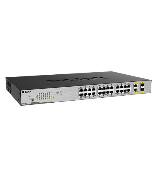 Коммутатор D-Link DGS-1026MP/B2A, 24×1 Гбит/с + 2×1 Гбит/с Combo, неуправляемый