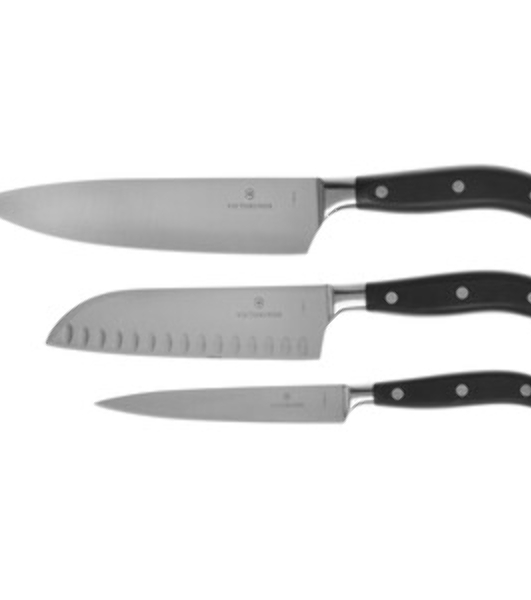 Набор ножей кухонных Victorinox Forged Chefs (7.7243.3) компл.: 3 шт черный, подар. коробка