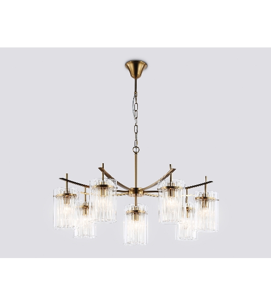 Люстра Ambrella light LH56033/7+1 BS/CL латунь/прозрачный E14*8 max 40W D790*1200