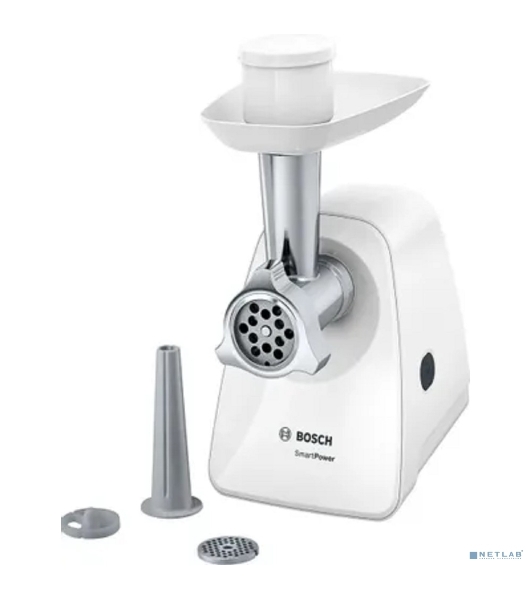 Мясорубка электрическая Bosch MFW2510W белый, 1500 Вт, 1.7 кг/мин, защита от перегрузки, насадки - 3