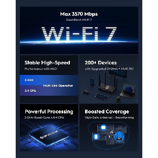Маршрутизатор Cudy BE3600 2.5G Dual Band Wi-Fi 7 Mesh Router, Chipset Broadcom, 802.11be/ax/ac/a/b/g/n, 2882Mbps at 5GHz + 688Mbps at 2.4GHz, 1 x 2.5Gbps WAN Port, 4 x 10/100/1000Mbps Ports, 4 x 5dBi fixed antennas, WiFi router/AP/Repeater/WISP Mode, PPTP/L2TP/OpenVPN/WireGuard, MLO, MU-MIMO, Guest network, WPS, DDNS, IPv6, IPTV, WOL, WPA3, TR069/TR098/TR111/TR181, Cudy APP