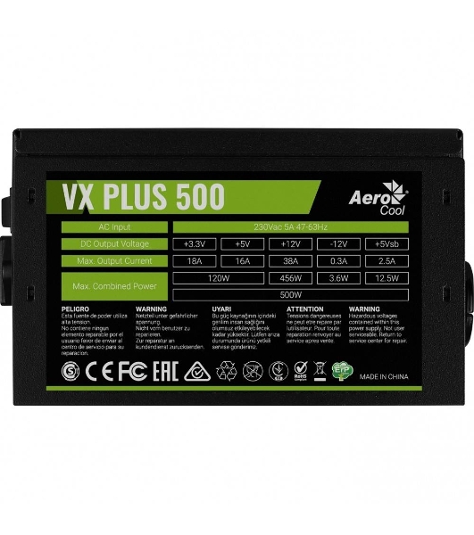 Блок питания Aerocool/Formula ATX 500W AC VX PLUS (20+4pin) 120мм fan 3xSATA RTL
