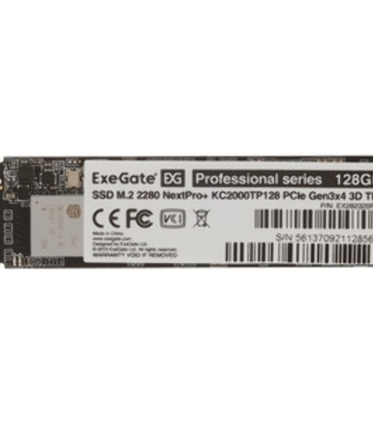 Накопитель SSD ExeGate NextPro+ KC2000TP128, 128Gb, PCIe 3.0 x4, M.2 2280, NVMe, R/W 1200/600