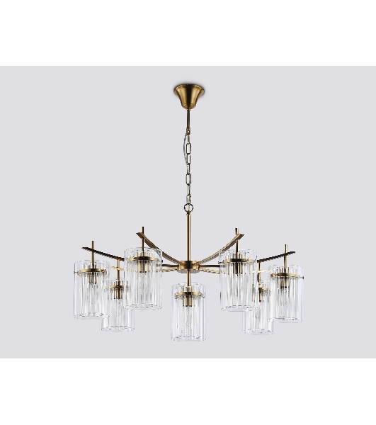 Люстра Ambrella light LH56033/7+1 BS/CL латунь/прозрачный E14*8 max 40W D790*1200
