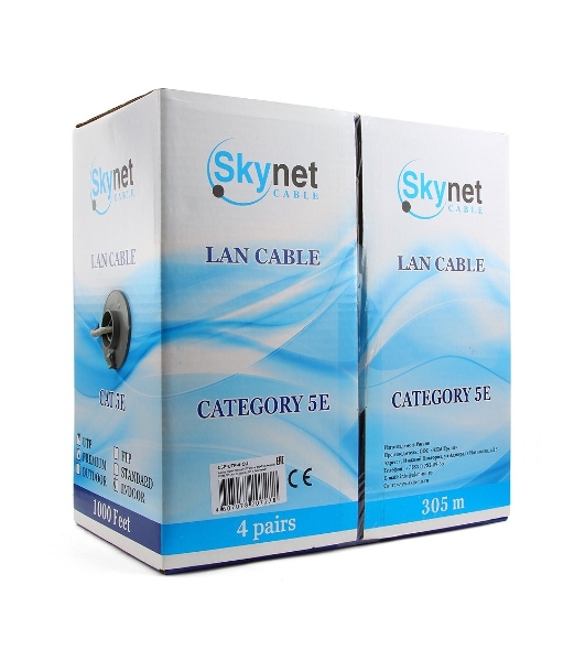 Кабель SkyNet Premium UTP indoor 4x2x0,51, медный, FLUKE TEST, кат.5e, однож., 305 м, box, серый (1693209)