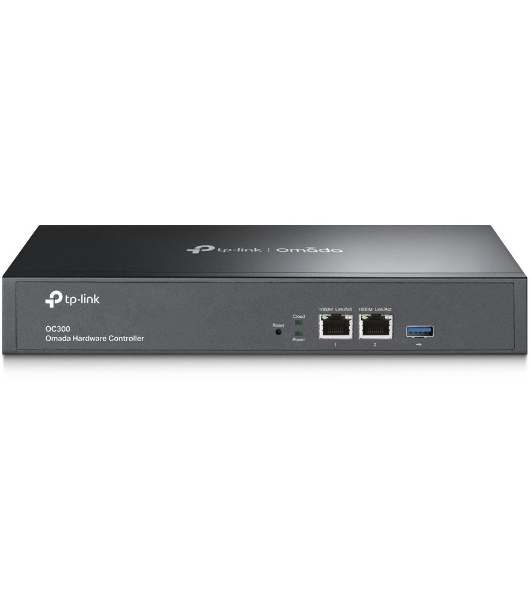 Контроллер TP-Link Omada hardware Controller OC300, 2 gigabit ethernet ports, 1 USB 3.0 port, managed up to 500 Omada Access Points/Switch/Gateway, support batch configuration, firmware upgradation, intelligent network monitoring and captive portal, easy management via Omada APP/Web UI/Cloud access.