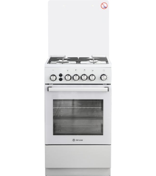 Плита Газовая De Luxe 5040.40г (кр) ЧР-012 серый (стеклянная крышка) реш.чугун