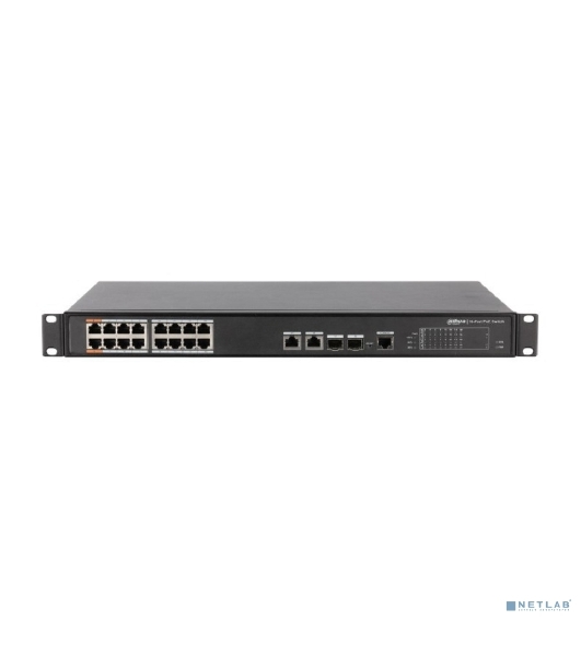 Коммутатор Dahua DH-PFS4218-16ET-190, 16×100 Мбит/с PoE + 2×1 Гбит/с Combo, управляемый