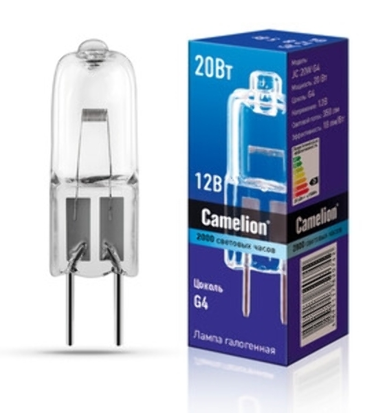 Лампа галогенная JC 20Вт 12В g4 COOL Camelion 11465