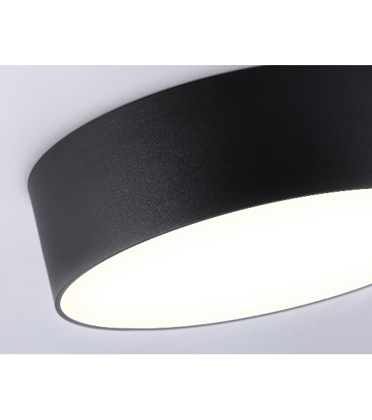 Потолочный светодиодный светильник Ambrella light FV5517 BK черный LED 18W 3000K D160*58 (Без ПДУ)