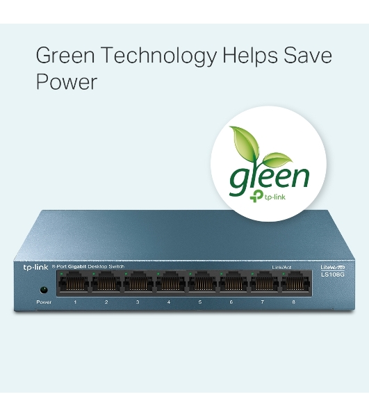 Коммутатор TP-Link LS108G 8-портовый 10/100/1000 Мбит/с настольный коммутатор SMB