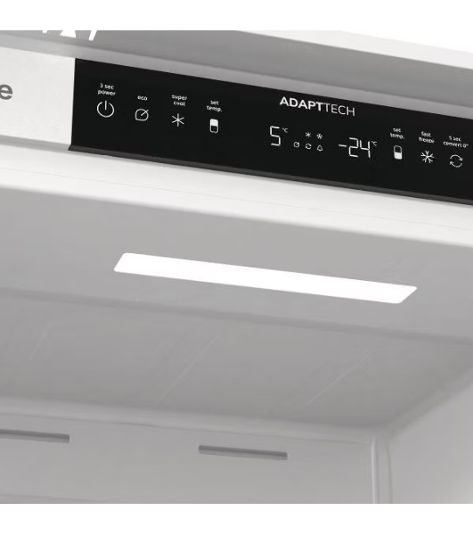 Встраиваемый холодильник Gorenje NRKI517142, полезный объем 243 л, электронное управление, цифровой дисплей, автоматическое размораживание No Frost, быстрое замораживание, интенсивное охлаждение, зона свежести с контролем влажности, слайдерное крепление, энергоэффективность А+