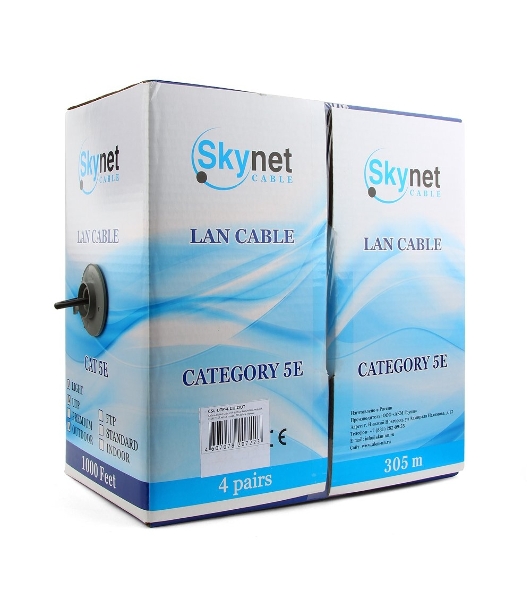 Кабель SkyNet Premium UTP outdoor 4x2x0,51, медный, FLUKE TEST, кат.5e, однож., 305 м, box, черный