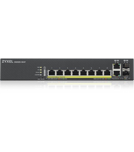 Коммутатор Zyxel NebulaFlex Pro GS2220-10HP-EU0101F 10G 8PoE+ 180W управляемый