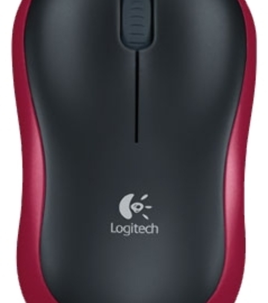 Мышь беспроводная Logitech M185, красный, 1000 dpi, радиоканал, USB, кнопки - 3