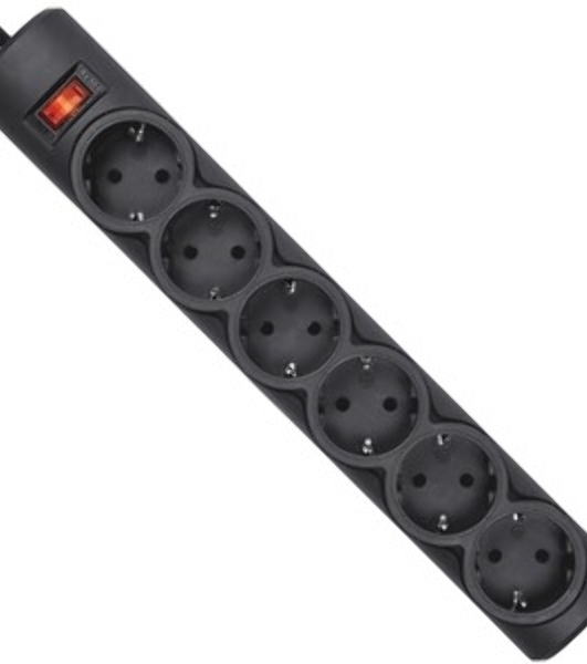 Сетевой фильтр Defender DFS 155/6 розеток/черный/5.0 м