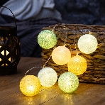 Тайские фонарики Neon-night 'Пудра' 1,5 м, прозрачный ПВХ, 10 LED, теплый белый, питание 2 х АА (батарейки не в комплекте), фото2