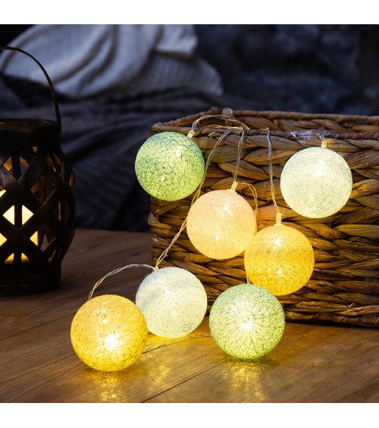 Тайские фонарики Neon-night 'Пудра' 1,5 м, прозрачный ПВХ, 10 LED, теплый белый, питание 2 х АА (батарейки не в комплекте)