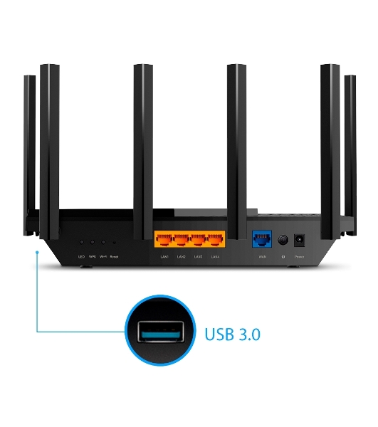 Роутер TP-Link Archer AX73 AX5400 Dual Band Wireless Gigabit Router, 1.5 GHz Tri-Core CPU, 1 GE WAN + 4 GE LAN ports, 1× USB 3.0 Port, support 1024-QAM, OFDMA, MU-MIMO, Airtime Fairness, Beamforming, 160MHz Channel Width, come with HomeShieldTM, support Russia PPTP/L2TP/PPPoE