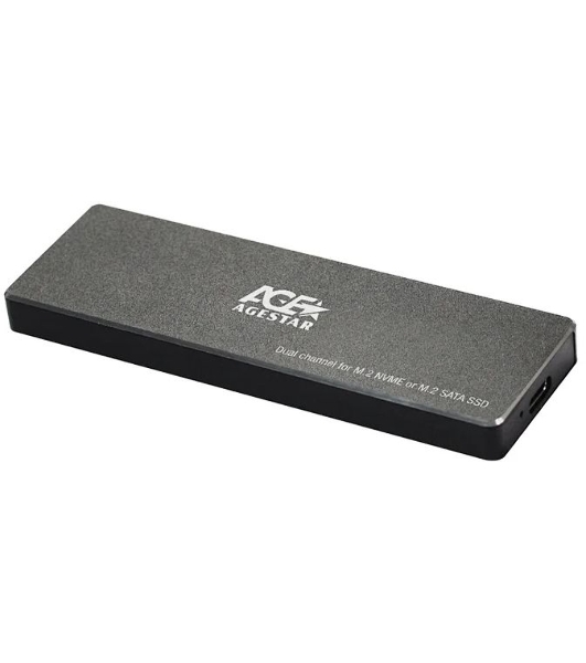 Внешний корпус SSD AgeStar 31UBVS6C NVMe/SATA алюминий черный M2 2280 м