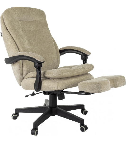 Кресло руководителя Бюрократ T-9950MSG-F Fabric песочный Light-21, крестов. пластик, подст. для ног
