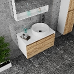 Тумба с раковиной и выпуском (Тумба Bau Dream Blackwood 80, умывальник BAU Dream круглая D41, выпуск клик клак, черный), фото3