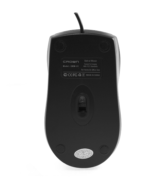 Мышь проводная Crown CMM-31 черный, 1000 dpi, USB, кнопки - 3
