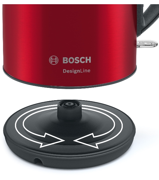 Электрочайник Bosch TWK3P424 красный, 1.7 л, 2400 Вт, скрытый нагревательный элемент